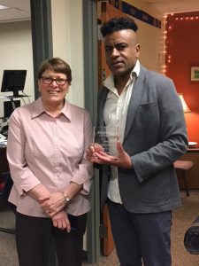 Outstanding Staff Award recipient, David Hamilton with Staff Senate member Theresa Gade